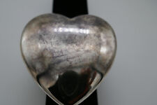 Vintage silver tone Heart Shaped Velvet Lined   trinket box Japan made