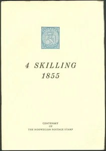 NORWAY 4sk Lion 1855 - Primer sello de Noruega, libro de 20 páginas, escrito en inglés - Imagen 1 de 2