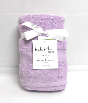Conjunto de 2 toalhas de mão Nicole Miller lavanda 100% algodão 16 x 28" - Imagem 1 de 2