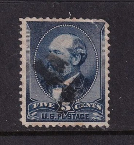 1888 James A. Garfield Sc 216 used 5c indigo CV $20 fault (K19 - Picture 1 of 1