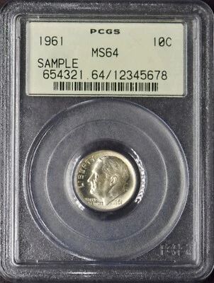 1961 Roosevelt Silver Dime PCGS MS64 Gen 3.0 OGH Sample Slab ✪COINGIANTS✪ - Image 1 of 2