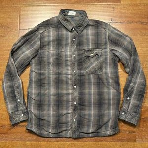 Jeremiah Reversible Pearl Snap Shirt Men M Brown Tartan Plaid Retro Nature Biker - Picture 1 of 17