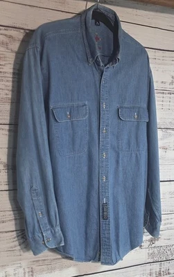 G.H. Camisa jeans masculina Bass & Company tamanho 16 - Imagem 1 de 4