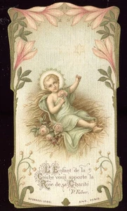 ANTIQUE HOLY CARD OF BIRTH OF JESUS CHRIST - Picture 1 of 2