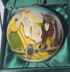 Hand Painted Ne'Qwa Art by Cinthie Fisher Three Amigos Horse Ornament Signed - Picture 1 of 10