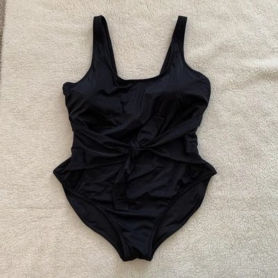 Fabletics Black One Piece Swimsuit Tie Front Scoop Neck 4XL NWT Tummy Control - Image 1 of 4