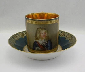 RARO "Le Roi de Rome" Napoleón SEVRES lata de café taza platillo, ca 1800 ¡¡SIGNO!!! - Imagen 1 de 10