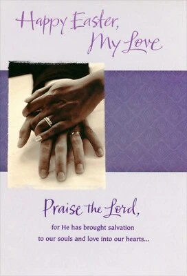 Tarjeta religiosa de Pascua PARA AMOR, pareja negra tomada de las manos por Hallmark Caoba +✉ Foto 1 de 4