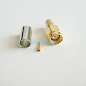 10X RP SMA wtyczka męska zaciskana RG58 RG142 LMR195 RG400 kabel prosty złącze RF - Zdjęcie 1 z 4