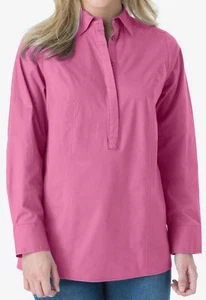 WOMAN WITHIN COTTON STRETCH POPOVER SHIRT WOMEN'S PLUS SIZE 1X 22W / 24W *NIP* - Picture 1 of 4