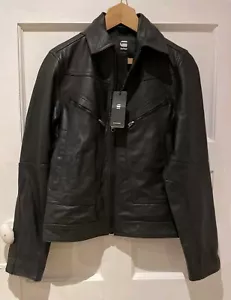 G Star Raw Real Leather Biker Flight Jacket. Black. Mens XS Size .RRP £299 - Picture 1 of 14