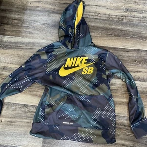 Nike SB Hoodie Youth Large Green Camouflage Logo Therma-Fit Fleece - Picture 1 of 10