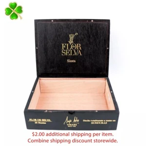 Flor de Selva Siestas Empty Wood Cigar Box 6.75" x 5.5" x 1.75" - Picture 1 of 12