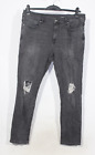F&F Skinny Jeans W38" L30" 38x30 Black Slim Fit Denim Distressed Mens