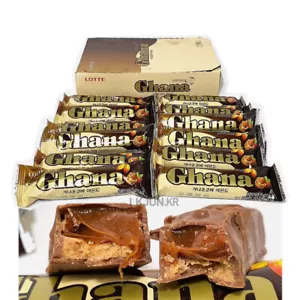 Snack cibo coreano al cioccolato Lotte Ghana barretta energetica caramello 1,6 once × 12 p - Foto 1 di 9
