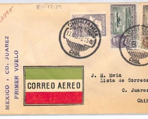 MEXICO Air Mail Cover 1929 FIRST FLIGHT Chihuahua-Juarez {samwells-covers}YV155 - Picture 1 of 12