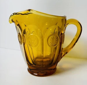 Fostoria Glas Bernstein Milchglas Münzglas Krug 32 Oz mit Eislippe 1950-1960er Vintage - Bild 1 von 7