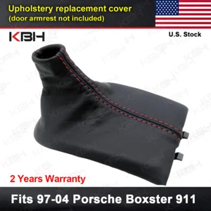 Manual Shift Boot Black Leather For Porsche Boxster 911 986 996 97-04 Red Stitch - Foto 1 di 9
