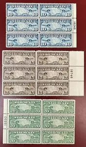 U.S., 1926-1927, Scott #C7-C9, Plate Blocks of 6, Mint, Never Hinged - Picture 1 of 2