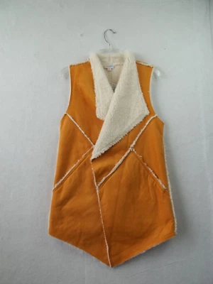 Chaleco LuLaRoe Marlow abierto de gran tamaño para mujer talla S dorado forrado sherpa sin mangas Foto 1 de 4
