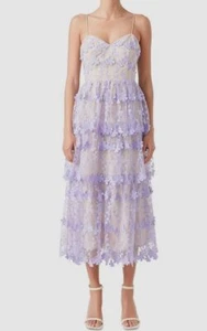 Endless Rose Women's Purple Crochet Tiered Midi Dress Size S - Picture 1 of 3