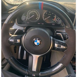 Carbon Fiber&Suede Leather Steering Wheel Hand Sewing Wrap Cover Fit For BMW F33 - Picture 1 of 12