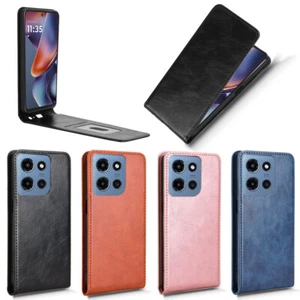 For Motorola Moto G (2025), Vertical Up-Down Leather Wallet Stand Case Cover - Picture 1 of 25