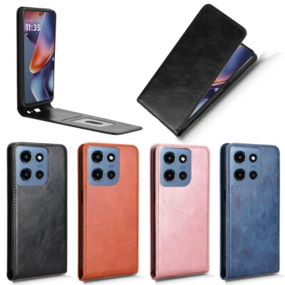 For Motorola Moto G (2025), Vertical Up-Down Leather Wallet Stand Case Cover - Image 1 of 4