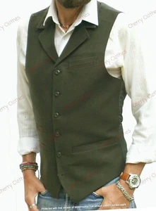 Mens Moleskin Cotton Waistcoat Vest Olive Green   S M L XL XXL 3XL - Picture 1 of 6