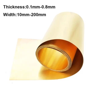 Pure Brass Metal Thin Sheet Foil Plate Strip Thick 0.1mm-0.8mm Width 10mm-200mm - Picture 1 of 4