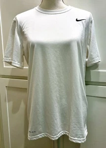 Nike Woman M Dri-Fit Active Wear White Polyester Top Crew Neck Short Sleeves - Picture 1 of 2