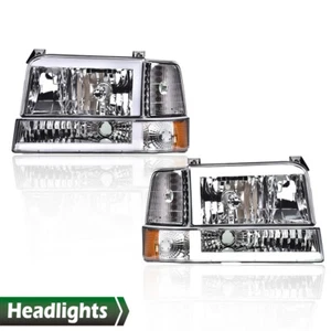 Clear Chrome LED DRL Headlights Bumper Lamps Fit For 92-96 Ford F-150 Bronco - Picture 1 of 12