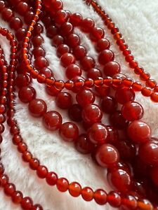Natürliche lose rote Karneol Perlen am Strang Edelstein 4 mm, 6 mm und 8 mm