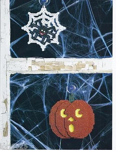 **SPOOKY WINDOW ORNAMENTS TO STITCH - PATTERN ONLY**PLASTIC CANVAS PATTERN** - Picture 1 of 1