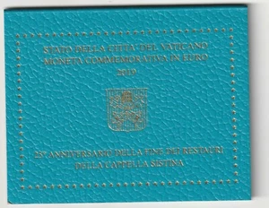 2 EURO 2019 VATICANO 25° ANNIV. FINE RESTAURI CAPPELLA SISTINA - Imagen 1 de 1