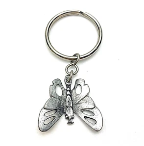 Butterfly Pendant or Key Ring 70's  Scadia Viking Pewter Metal Gift Vintage - Picture 1 of 7