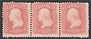US Sc# 65 *MINT RG H* { "SCARCE HORIZONTAL STRIP OF 3 } 3c WASHINGTON FROM 1861 - Picture 1 of 4