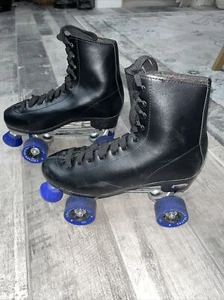 Chicago Men Black Classic Indoor Roller Skate 405 Size 9 Black & Blue Wheels - Picture 1 of 10