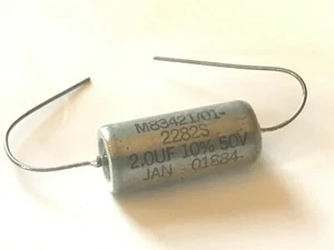 2UF 50V AXIAL METALIZED-POLYCARBONATE VINTAGE CAPACITOR M83421/01 fd7d53 - Picture 1 of 2