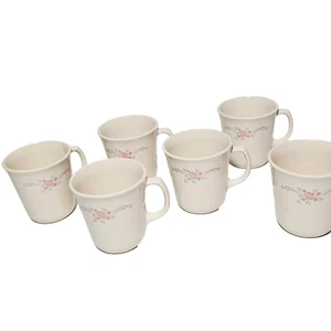 6x Corelle English Breakfast Suprema Mugs Pink Floral USA Microwave Safe Vintage - Picture 1 of 8