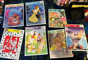 Lot of 7 Disney Frame-Tray Puzzles - Aladdin, Dalmations, Cinderella, more! - Picture 1 of 8
