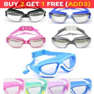 Goggles Swim Swimming UV Protection Glasses Anti-Fog + Ear Plug Adult No Leaking - Picture 1 of 29