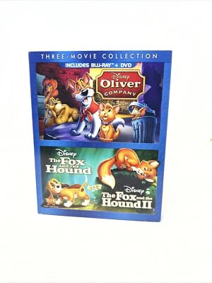 Oliver & Company/The Fox and Hound / Fox & Hound II Blu-ray + DVD 3 Movie Disney - Image 1 of 3