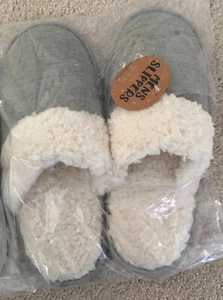 Graue Strick Hausschuhe Schlafzimmer Schuhe Gr. S/M weiches Kunstfellfutter NEU - Bild 1 von 15
