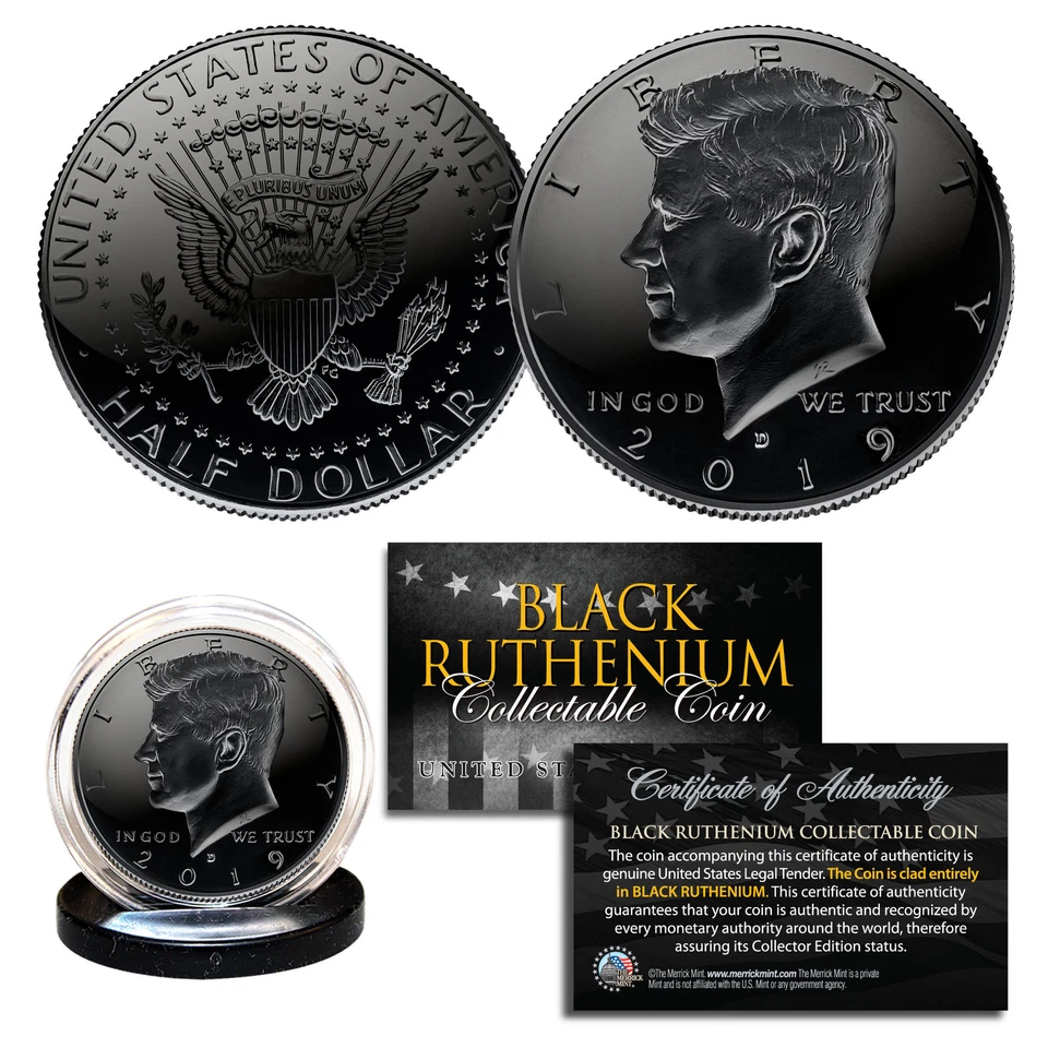 2025 BLACK RUTHENIUM JFK Kennedy Half Dollar U.S. Coin with COA (Denver Mint) - Image 1 of 1