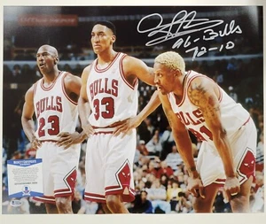 Dennis Rodman signed "96 Bulls 72-10" 16x20 Photo Autograph ~ BAS COA - Picture 1 of 4