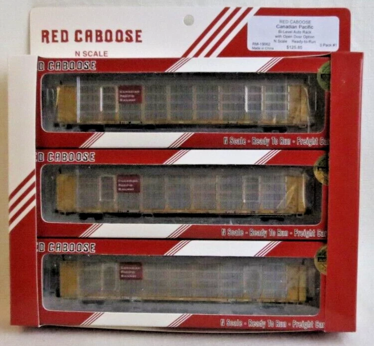 Red Caboose RM-19062 N Scale 3 Pack #1 Bi-Level Auto Rack/End Open Door CP - Image 1 of 1