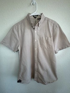 Volcom Button Shirt Classic Fit Size Large Short Sleeve Rust Pinstripe Color - Picture 1 of 10
