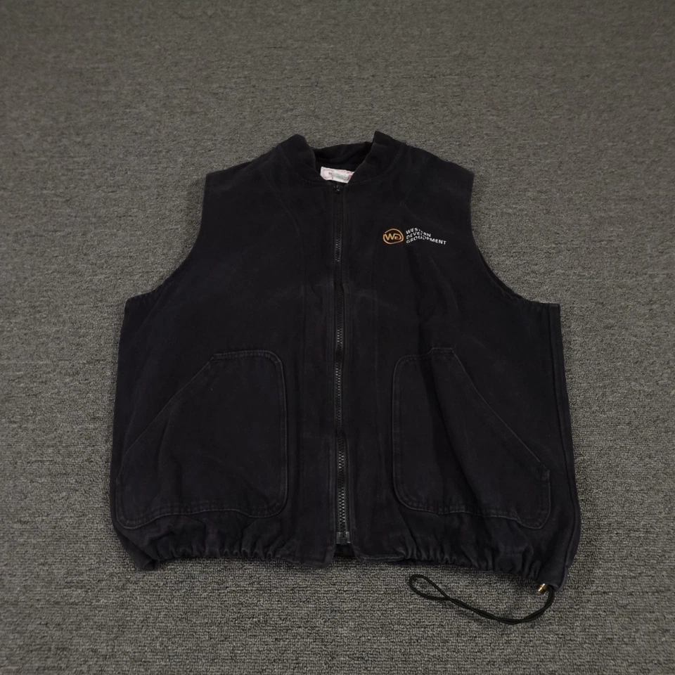Filson Vest Mens Large Black Cotton Western Development Group Logo USA Made - Image 1 of 4