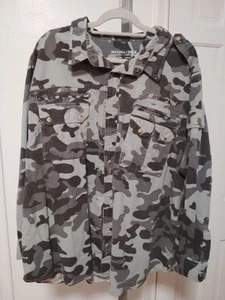 Camicia uomo Boulder Creek grigia mimetica con bottoni taglia 3XL - Foto 1 di 7